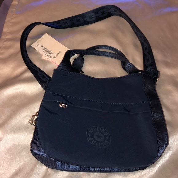 Kipling Bahar Endless Blu Mini Shoulder Bag Strap Accent Monkey Keychain NWT - Picture 1 of 16